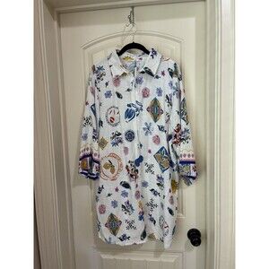 Label of Love Shirt Dress/Tunic Cover Up Tropical Beach Multi LARGE